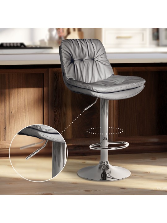 Barová stolička Laurel umelá koža chróm, sivá