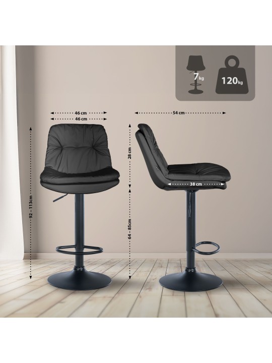 Barová stolička Laurel z umelej kože, čierna