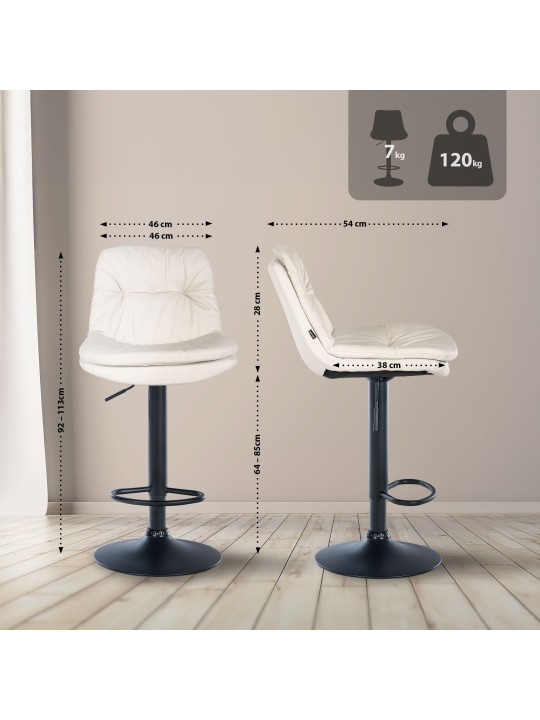 Barová stolička Laurel z umelej kože, biela