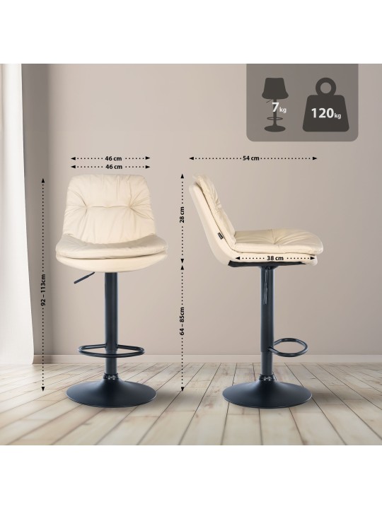 Barová stolička Laurel z umelej kože, krémová