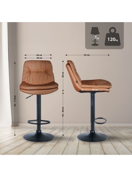 Barová stolička Laurel z umelej kože, svetlohnedá