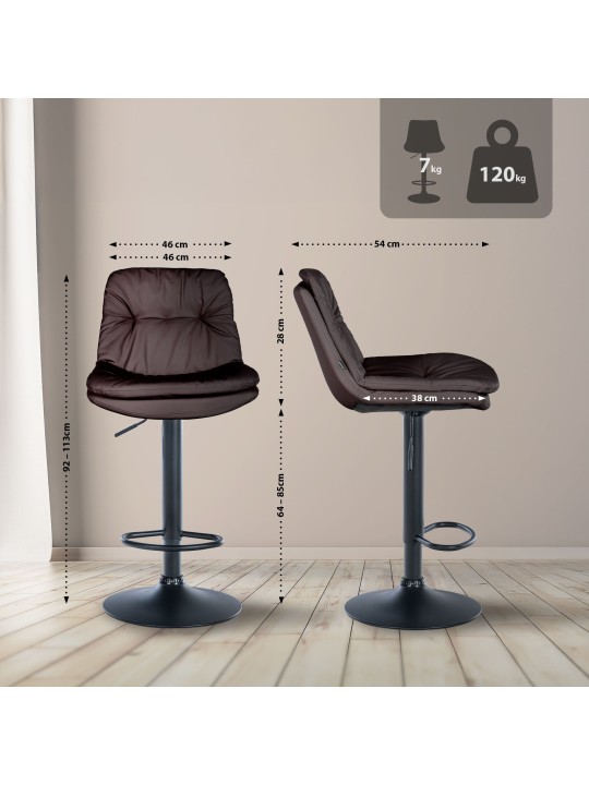 Barová stolička Laurel z umelej kože, hnedá