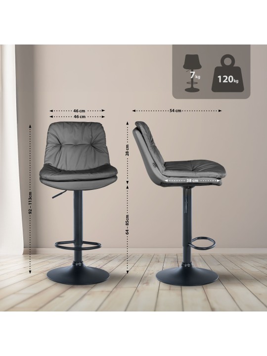 Barová stolička Laurel z umelej kože, sivá