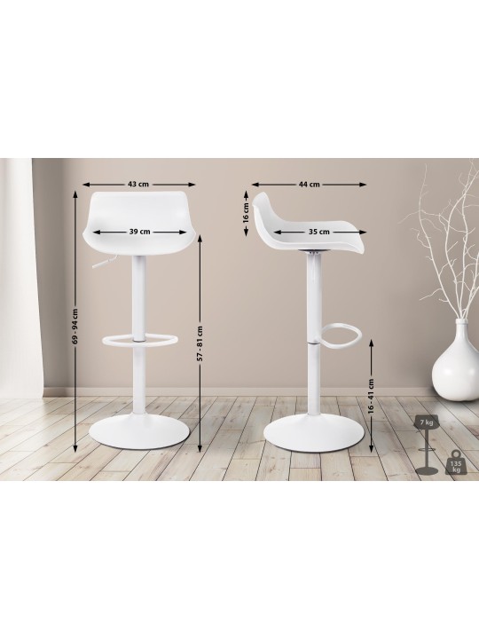 Sada 2 barových stoličiek Aveiro, biela