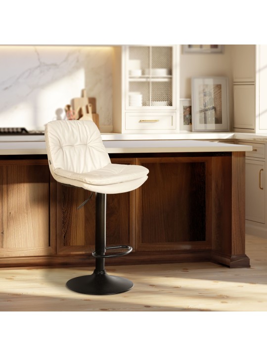 Barová stolička Laurel z umelej kože, biela