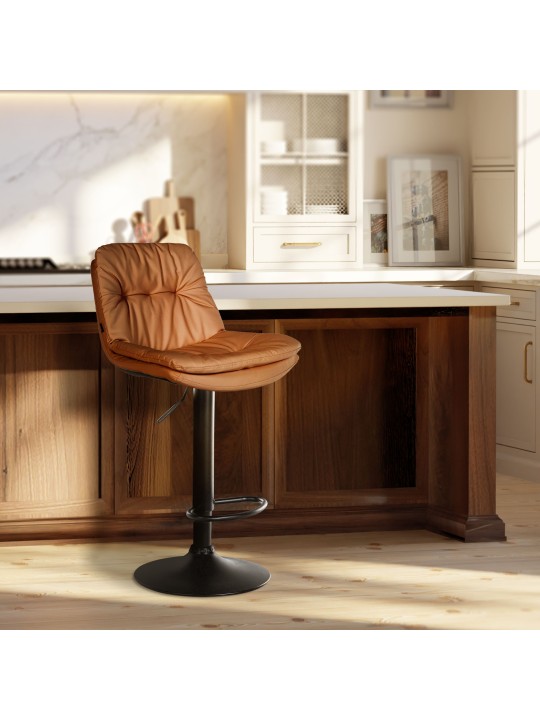 Barová stolička Laurel z umelej kože, svetlohnedá