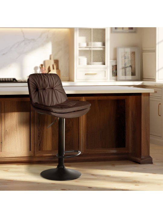 Barová stolička Laurel z umelej kože, hnedá