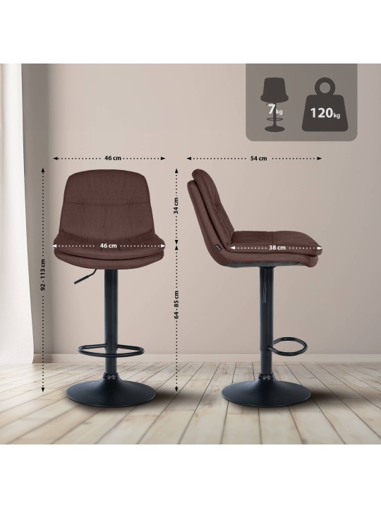 Barová stolička Laurel látka, hnedá