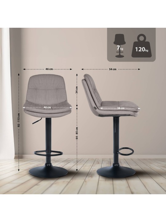 Barová stolička Laurel látka, sivá