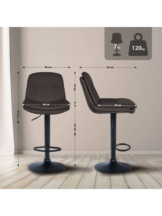 Barová stolička Laurel látka, tmavosivá