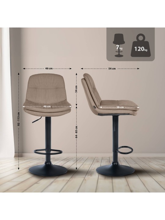 Barová stolička Laurel látka, šedohnedá