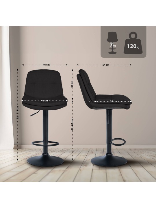 Barová stolička Laurel látka, čierna