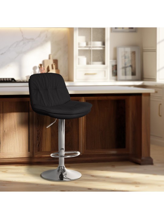 Barová stolička Laurel látka chróm, čierna