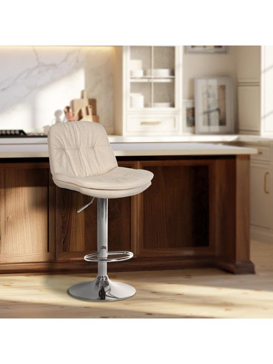 Barová stolička Laurel látka chróm, krémová