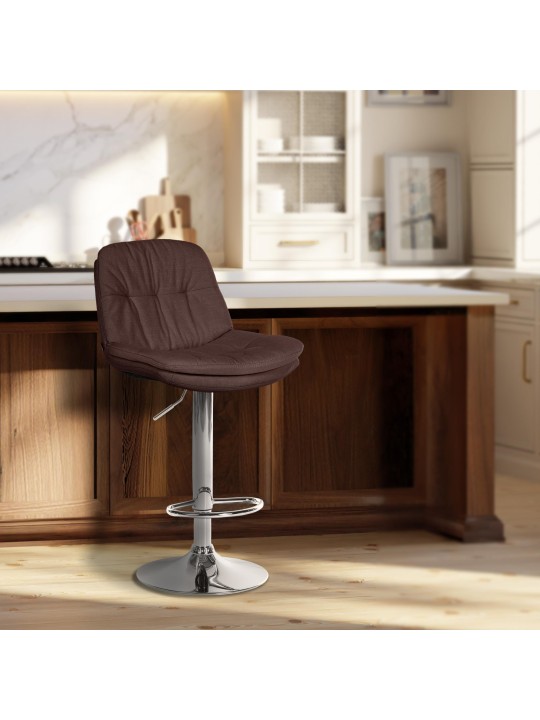 Barová stolička Laurel látka chróm, hnedá
