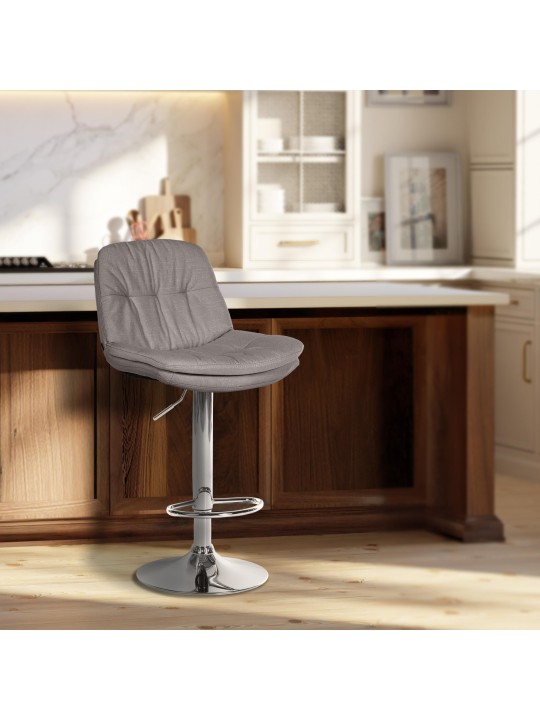 Barová stolička Laurel látka chróm, sivá