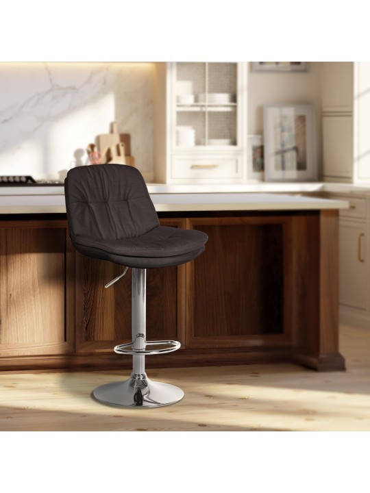 Barová stolička Laurel látka chróm, tmavosivá