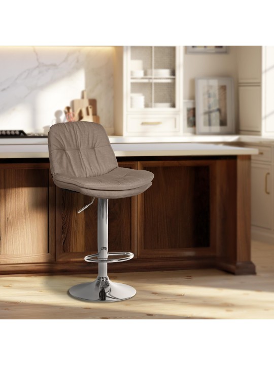 Barová stolička Laurel látka chróm, šedohnedá