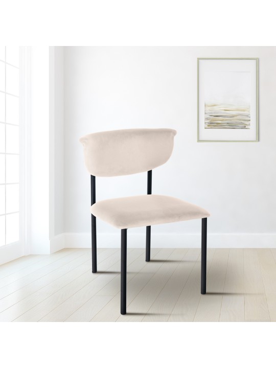 Návštevnícke kreslo Gambell velvet, krémová