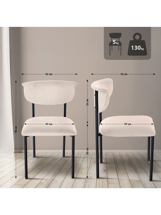 Návštevnícke kreslo Gambell velvet, krémová