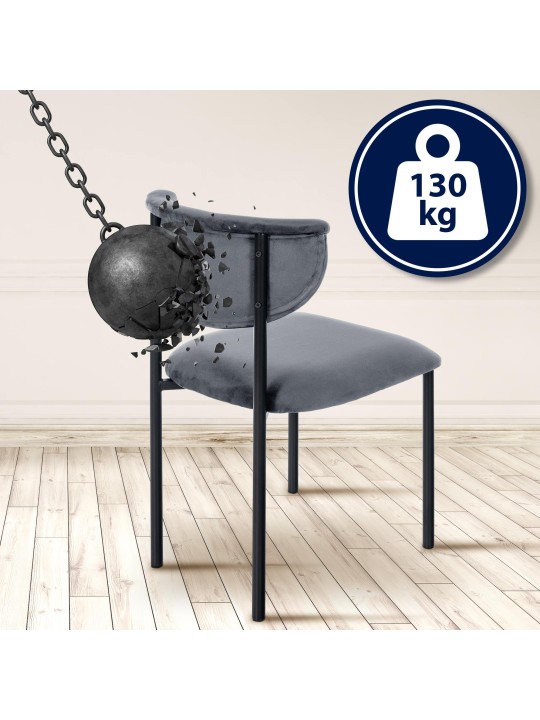 Návštevnícke kreslo Gambell velvet, tmavosivá