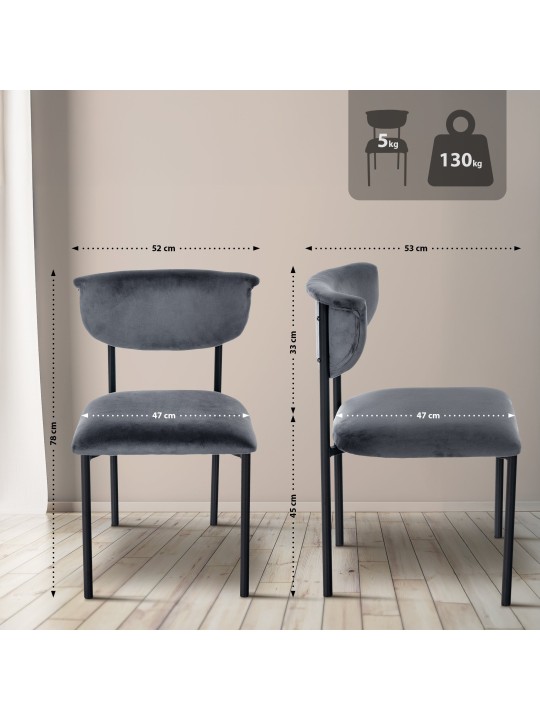 Návštevnícke kreslo Gambell velvet, tmavosivá