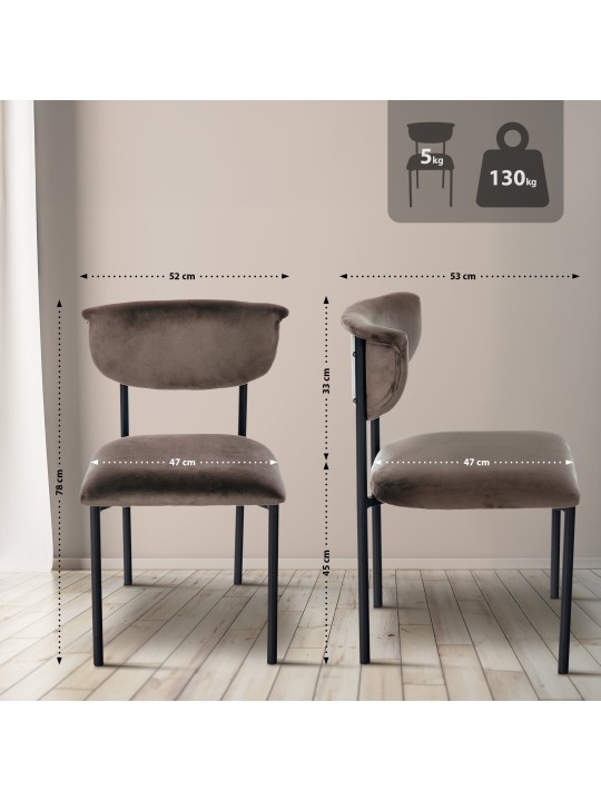 Návštevnícke kreslo Gambell velvet, hnedá