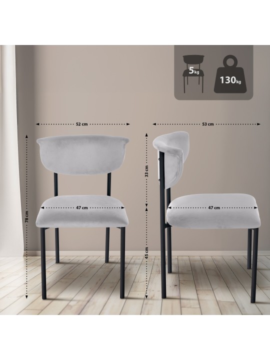 Návštevnícke kreslo Gambell velvet, sivá