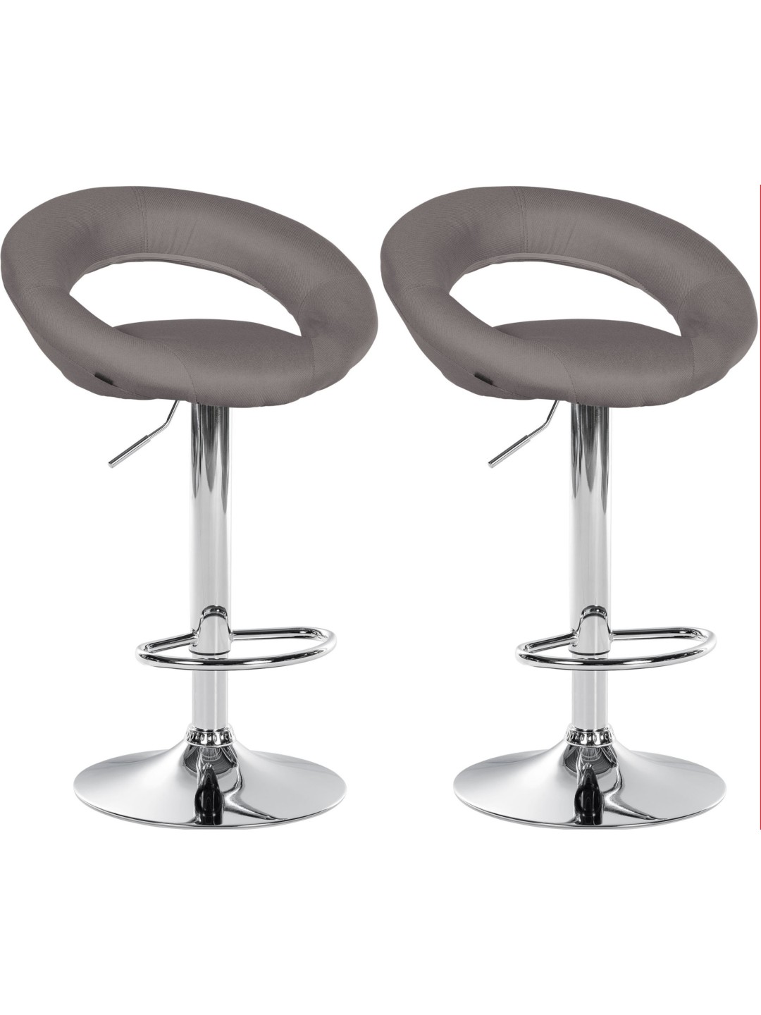 Sada 2 barových stoličiek Olinda látka chróm, sivá