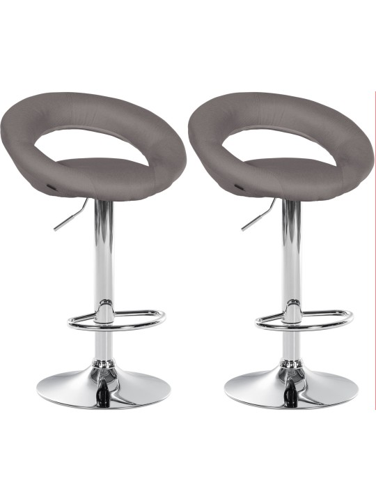 Sada 2 barových stoličiek Olinda látka chróm, sivá