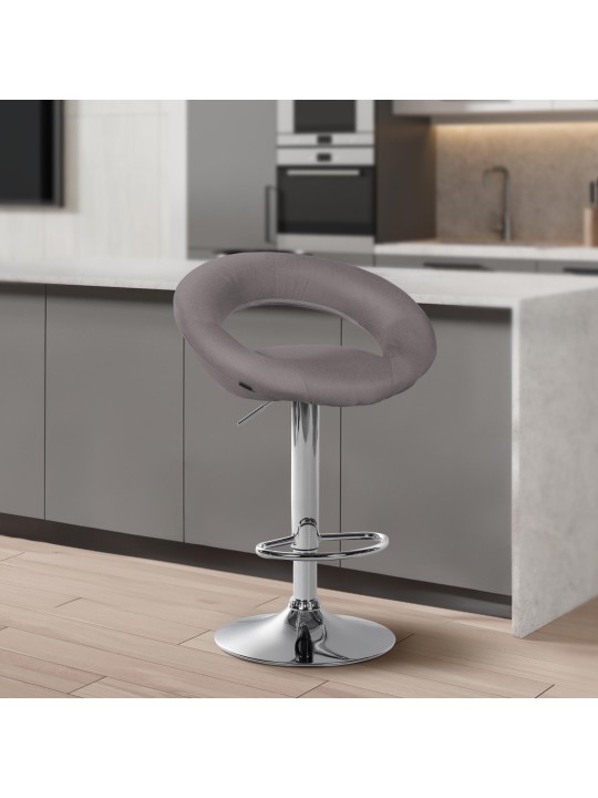 Sada 2 barových stoličiek Olinda látka chróm, sivá