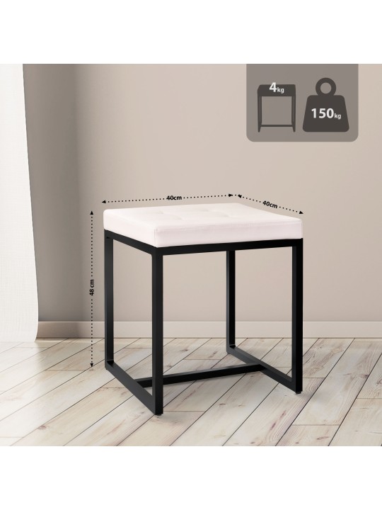 Taburetka Barci B z umelej kože, krémová