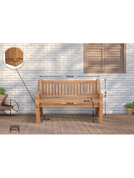 Teaková lavica Jackson V2 150 cm, teak