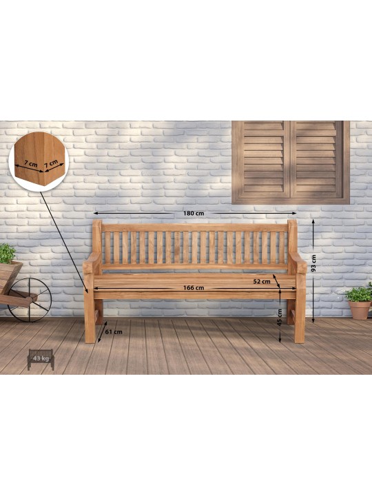 Teaková lavica Jackson V2 180 cm, teak