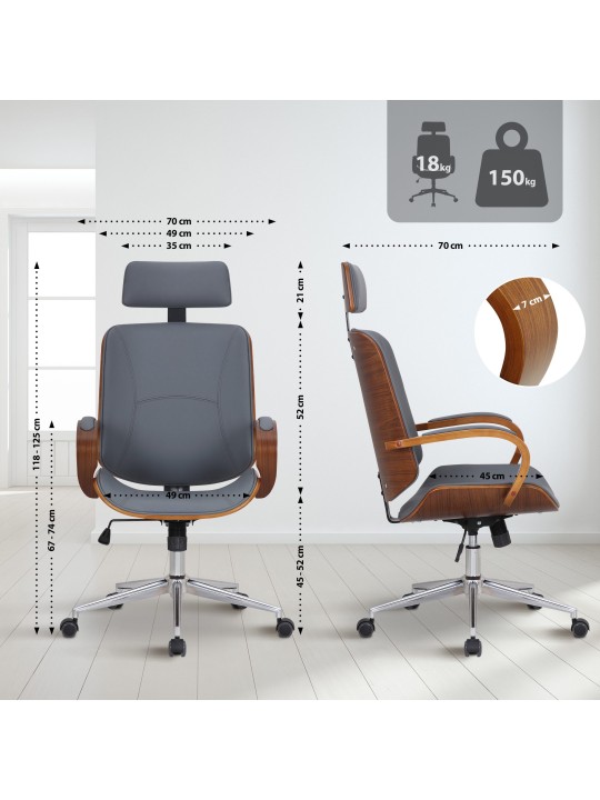 Kancelárska stolička Dayton, orech/sivá