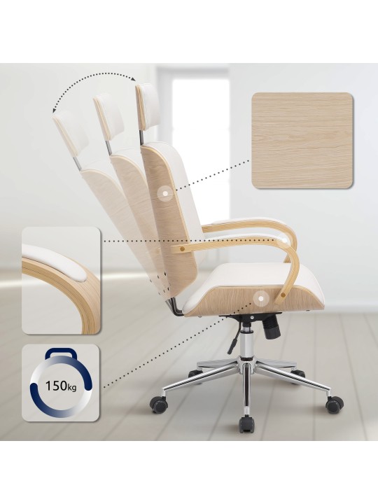 Kancelárska stolička Dayton, prírodná/biela