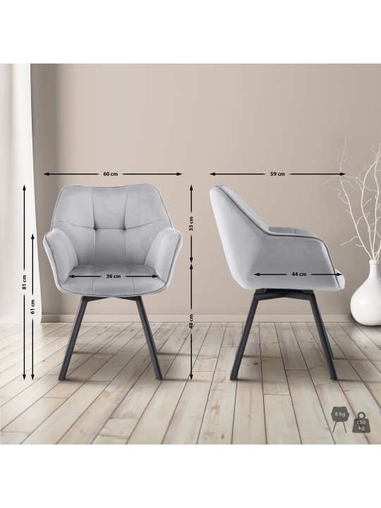 Stolička do jedálne Jordi velvet, tmavosivá