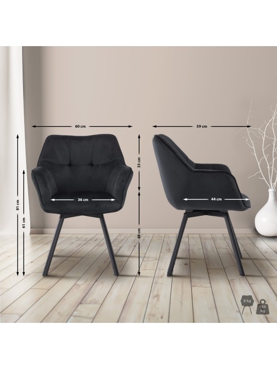 Stolička do jedálne Jordi velvet, čierna