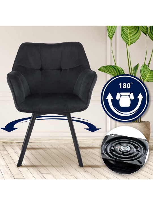 Stolička do jedálne Jordi velvet, čierna