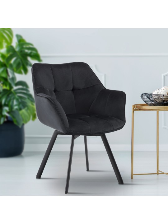 Stolička do jedálne Jordi velvet, čierna