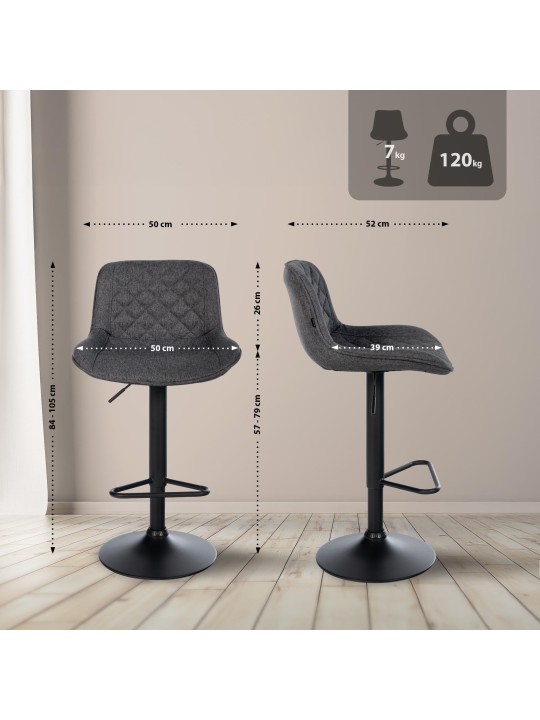 Barová stolička látka Kasson, čierna