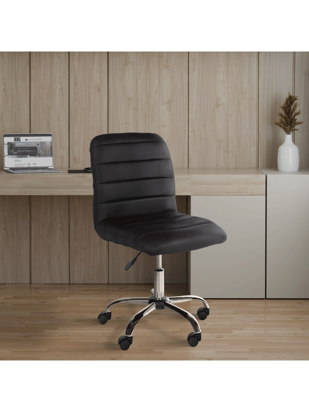 Pracovná stolička Redding z umelej kože, hnedá