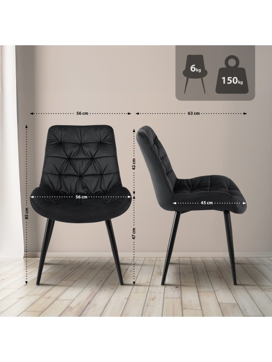 Sada 2 jedálenských stoličiek Rossford, čierna