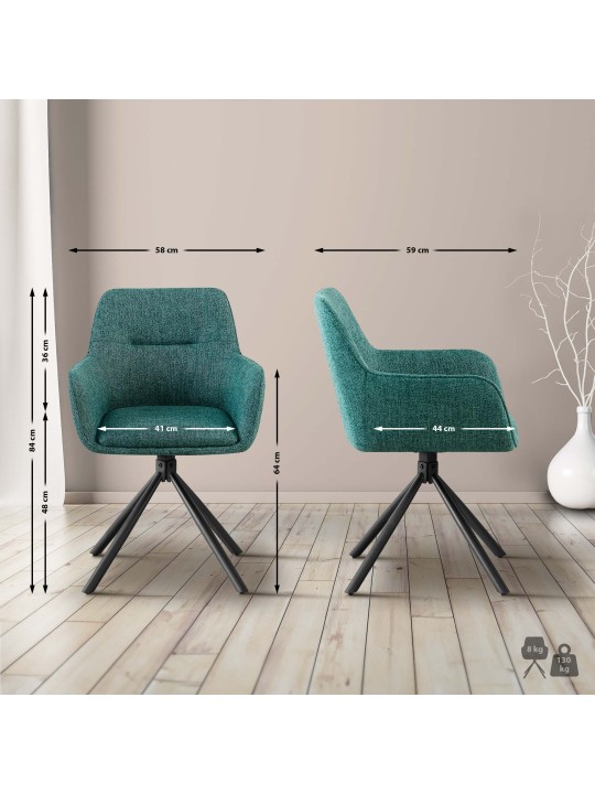 Sada 2 stoličiek látka Tipton, tmavozelená