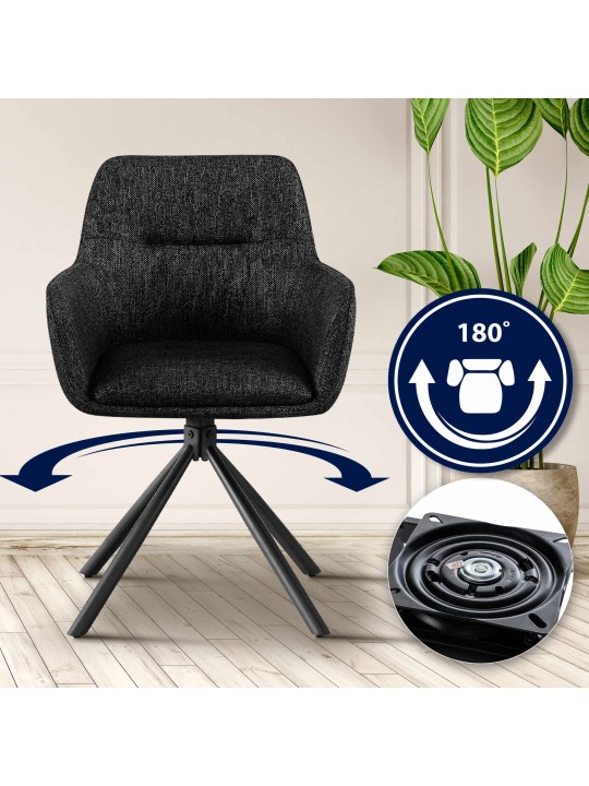 Sada 2 stoličiek látka Tipton, čierna