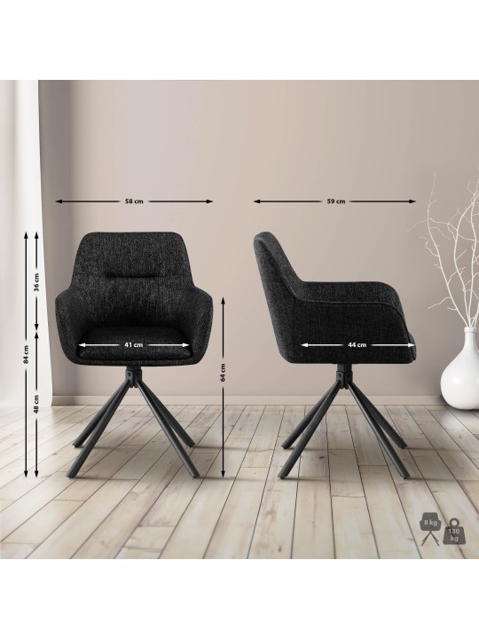 Sada 2 stoličiek látka Tipton, čierna