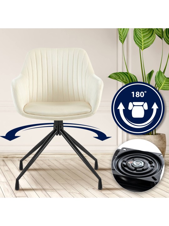 Sada 2 jedálenských stoličiek Welby velvet, krémová