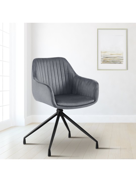 Sada 2 jedálenských stoličiek Welby velvet, tmavosivá