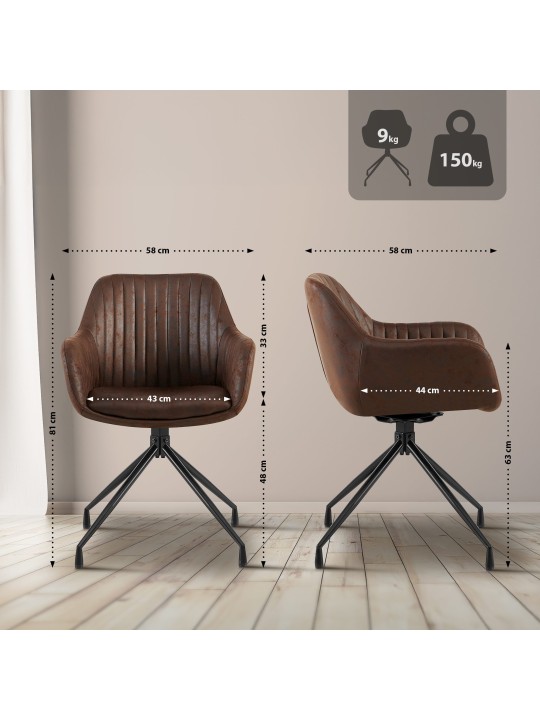 Sada 2 jedálenských stoličiek Welby Vintage, tmavohnedá