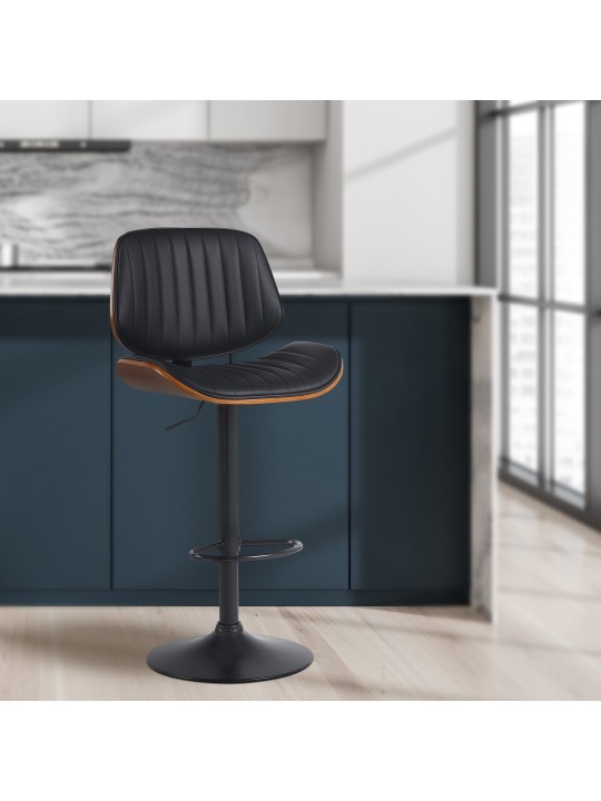 Sada 2 barových stoličiek Clawson z umelej kože, orech/čierna